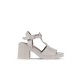 Bueno Shoes 01WA1702 Gri Deri Kadın Topuklu Sandalet