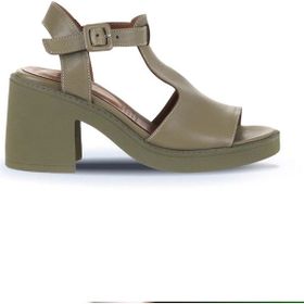 Bueno Shoes 01WA1702 Haki Deri Kadın Topuklu Sandalet
