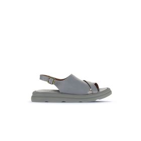 Bueno Shoes 01WA2605 Gri Deri Kadın Dolgu Topuklu Sandalet