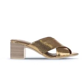 Bueno Shoes 01WA2809 Bronz Deri Topuklu Kadın Terlik