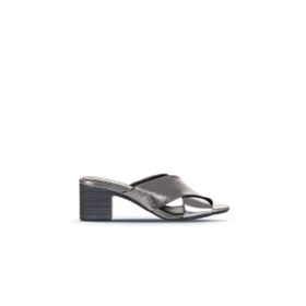 Bueno Shoes 01WA2809 Kurşun Deri Kadın Topuklu Terlik