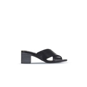 Bueno Shoes 01WA2809 Siyah Deri Kadın Topuklu Terlik