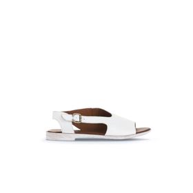 Bueno Shoes 01WA3004 Beyaz Deri Kadın Düz Kadın Sandalet