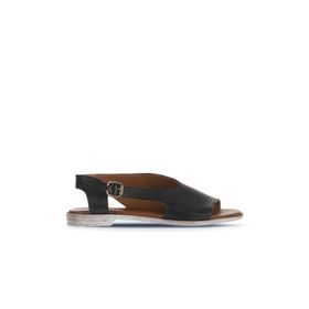 Bueno Shoes 01WA3004 Siyah Deri Kadın Düz Sandalet