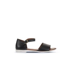 Bueno Shoes 01WA3006 Siyah Deri Kadın Düz Sandalet