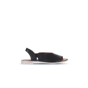 Bueno Shoes 01WA3007 Siyah Deri Kadın Düz Sandalet
