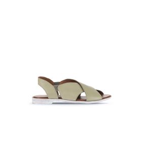 Bueno Shoes 01WA3009 Haki Deri Kadın Düz Sandalet