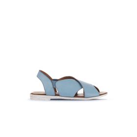 Bueno Shoes 01WA3009 Mavi Açık Deri Kadın Düz Sandalet