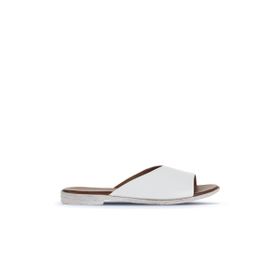 Bueno Shoes 01WA3010 Beyaz Deri Düz Kadın Terlik