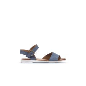 Bueno Shoes 01WA3011 Mavi Koyu Alf Süet Kadın Düz Sandalet