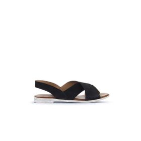 Bueno Shoes 01WA3015 Siyah Alf Süet Kadın Düz Sandalet