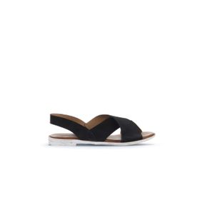 Bueno Shoes 01WA3015 Siyah Alf Süet Kadın Düz Sandalet