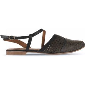 Bueno Shoes 01WA3302 Siyah Deri Kadın Düz Sandalet