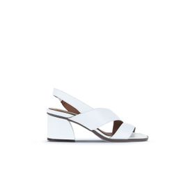 Bueno Shoes 01WA3502 Beyaz Deri Kadın Topuklu Sandalet