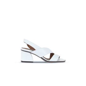 Bueno Shoes 01WA3502 Beyaz Deri Kadın Topuklu Sandalet