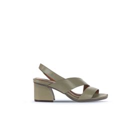Bueno Shoes 01WA3502 Haki Deri Kadın Topuklu Sandalet