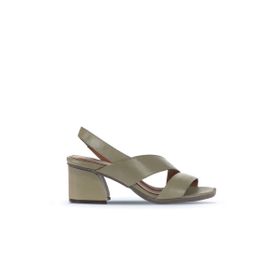 Bueno Shoes 01WA3502 Haki Deri Kadın Topuklu Sandalet