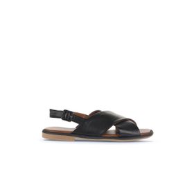 Bueno Shoes 01WA3600 Siyah Deri Kadın Düz Sandalet