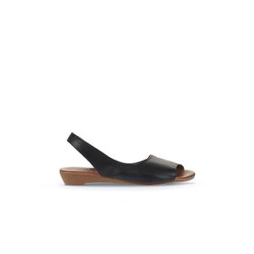 Bueno Shoes 01WA4400 Siyah Deri Kadın Düz Sandalet