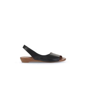 Bueno Shoes 01WA4400 Siyah Deri Kadın Düz Sandalet