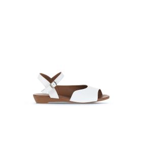 Bueno Shoes 01WA4402 Beyaz Deri Düz Kadın Sandalet