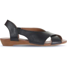 Bueno Shoes 01WA4405 Siyah Deri Kadın Düz Sandalet