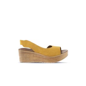 Bueno Shoes 01WA4702 Sarı Alf Süet Dolgu Topuklu Kadın Sandalet