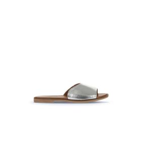 Bueno Shoes 01WA5701 Gümüş Deri Kadın Düz Terlik