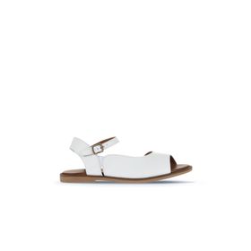 Bueno Shoes 01WA5707 Beyaz Deri Kadın Düz Kadın Sandalet