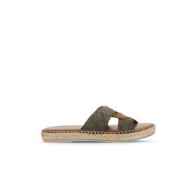 Bueno Shoes 01WA7101 Haki Taba Alf Süet Kadın Espadril Terlik