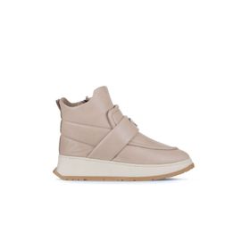 Bueno Shoes 01WA7403-502 Vizon Deri Kadın Dolgu Topuklu Bot