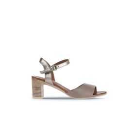 Bueno Shoes 01WA8000 Gri Deri Kadın Topuklu Sandalet