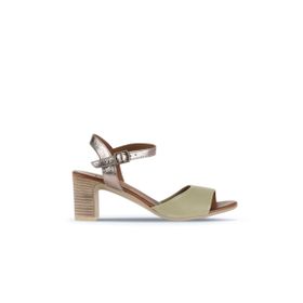 Bueno Shoes 01WA8000 Haki Deri Kadın Topuklu Sandalet