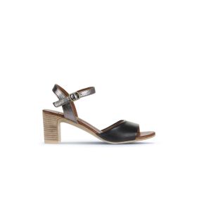 Bueno Shoes 01WA8000 Siyah Deri Kadın Topuklu Sandalet
