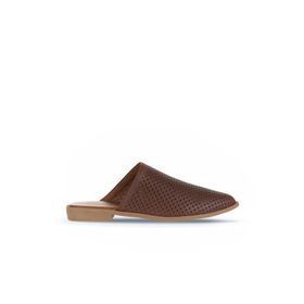Bueno Shoes 01WA9200 Kahverengi Deri Düz Kadın Terlik