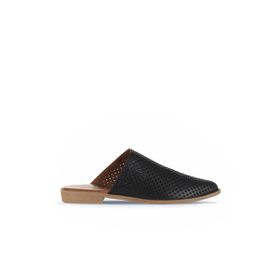 Bueno Shoes 01WA9200 Siyah Deri Kadın Düz Terlik