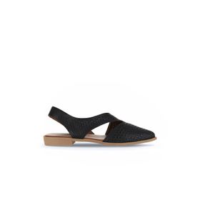 Bueno Shoes 01WA9202 Siyah Deri Kadın Düz Sandalet