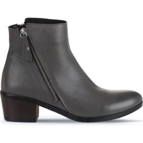 Bueno Shoes 01WD1100 Gri Deri Topuklu Kadın Bot