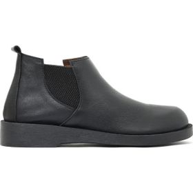 Bueno Shoes 01WD2201 Siyah Deri Kadın Düz Bot