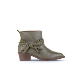 Bueno Shoes 01WD4007 Haki Deri Kadın Topuklu Bot