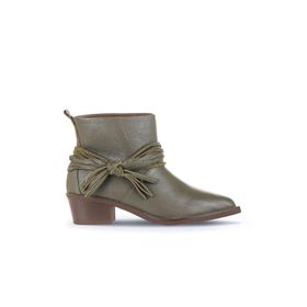 Bueno Shoes 01WD4007 Haki Deri Kadın Topuklu Bot