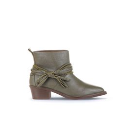 Bueno Shoes 01WD4007 Haki Deri Kadın Topuklu Bot