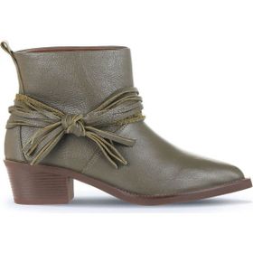 Bueno Shoes 01WD4007 Haki Deri Kadın Topuklu Bot