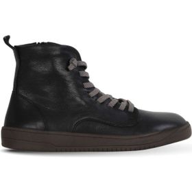 Bueno Shoes 01WF1802 Siyah Beyaz Deri Kadın Düz Bot