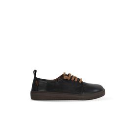 Bueno Shoes 01WF1803 Siyah Açık Kahve Deri Kadın Düz Ayakkabı