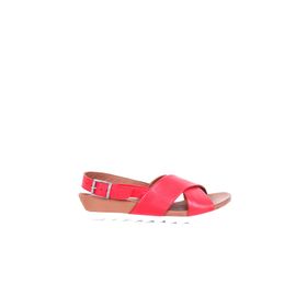 Bueno Shoes 01WJ0800 Kırmızı Deri Dolgu Topuklu Kadın Sandalet