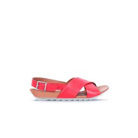 Bueno Shoes 01WJ0800 Kırmızı Deri Dolgu Topuklu Kadın Sandalet