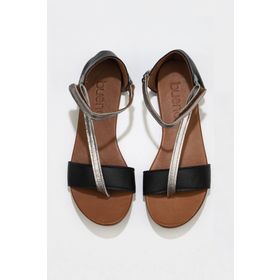 Bueno Shoes 01WJ1101 Siyah Gümüş Deri Kadın Sandalet
