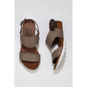 Bueno Shoes 01WJ2100 Gri Taba Deri Kadın Düz Sandalet