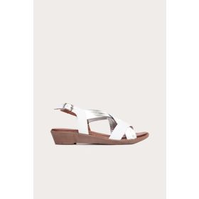 Bueno Shoes 01WL1505 Beyaz Gümüş Deri Kadın Topuklu Sandalet